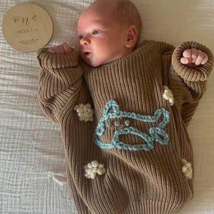 Personalized Baby First Birthday Sweater |Embroidery Baby Name Sweater | Knit Kids Sweater | Baby shower Gift | Toddler Birthday |