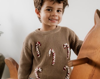 Personalized Custom Embroidery Baby Name Sweater | Christmas Knit Kids Sweater | Baby shower Gift | Holiday Sweater | Baby's First Christmas