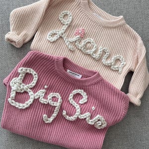 Personalized Custom Embroidery Baby Name Sweater | Knit Kids Sweater | Baby shower Gift | Toddler Birthday | Baby Announcement