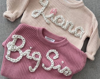 Personalized Embroidered Baby Name Knit Sweater: Custom Kids Gift
