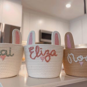Personalisierter Osternest für Kinder | Babys erstes Osterkörbchen mit Name | individuelles Ostergeschenk | Geflochtener Osterkorb | Hase Osterkörbchen