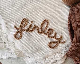 Personalized Hand Embroidered Baby Knit Blanket| Customized Baby knit swaddle | Baby Newborn Announcement | Custom Baby Gifts | Baby Shower