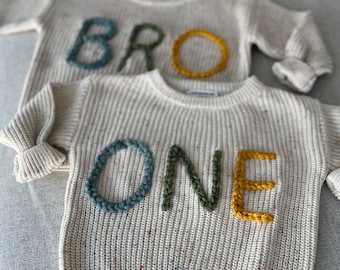 Personalized Baby First Birthday Sweater |Embroidery Baby Name Sweater | Knit Kids Sweater | Baby shower Gift | Toddler Birthday |