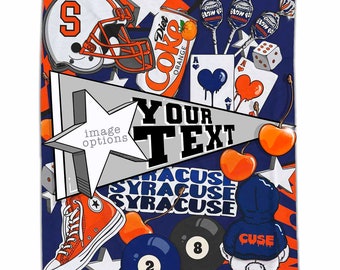 Any College Velveteen Minky Soft Blanket, Custom College Gifts, Bed Party Favorite, Personalized Dorm Decor, any school & colors!