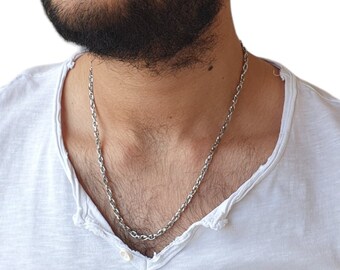 Collar de cadena para hombre de acero inoxidable, gargantilla de capas delicada minimalista moderna, encanto diminuto, collar elegante de declaración simple para hombres contemporáneos