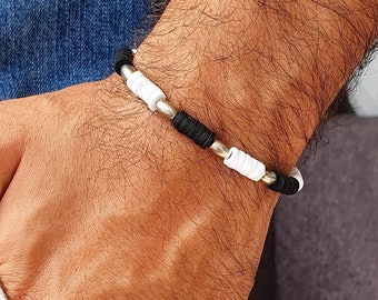 Pulsera de cuentas ajustable para hombre, pulsera de cuentas pequeñas con dije boho, declaración gótica estética, uso diario, joyería para hombres con diseño de amor delicado