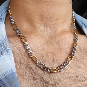 Ras de cou épais pour homme, collier plaqué or et argent, collier cubain minimaliste, lien cubain Miami pour homme, chaîne en or pour homme, bijoux hip hop