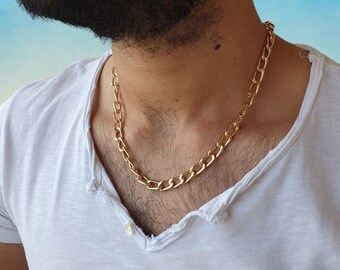 Gargantilla de oro minimalista para hombres, collar de oro de Miami Cuban Link, joyería de acero inoxidable, collar de oro de Hip Hop, regalo personalizado de novio, regalo de hombres