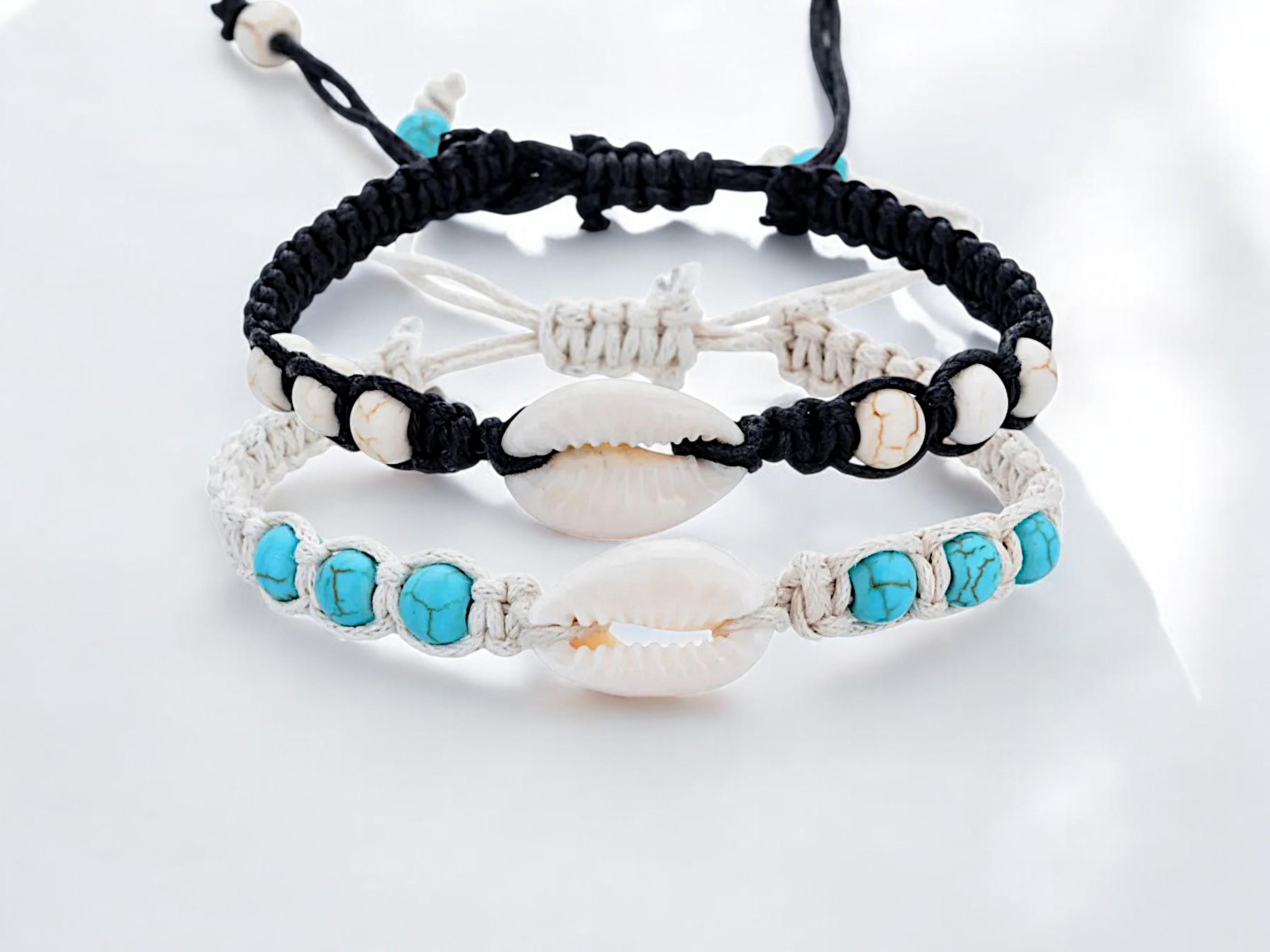 Bracciale in conchiglia di ciprea - Braccialetti con perline