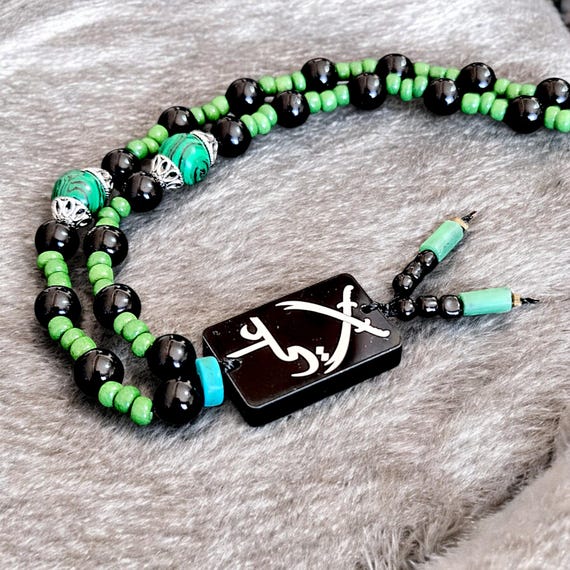 Islamic Necklace, Zülfiqar Sword, Hazrat Ali Pendant, Stone Muslim