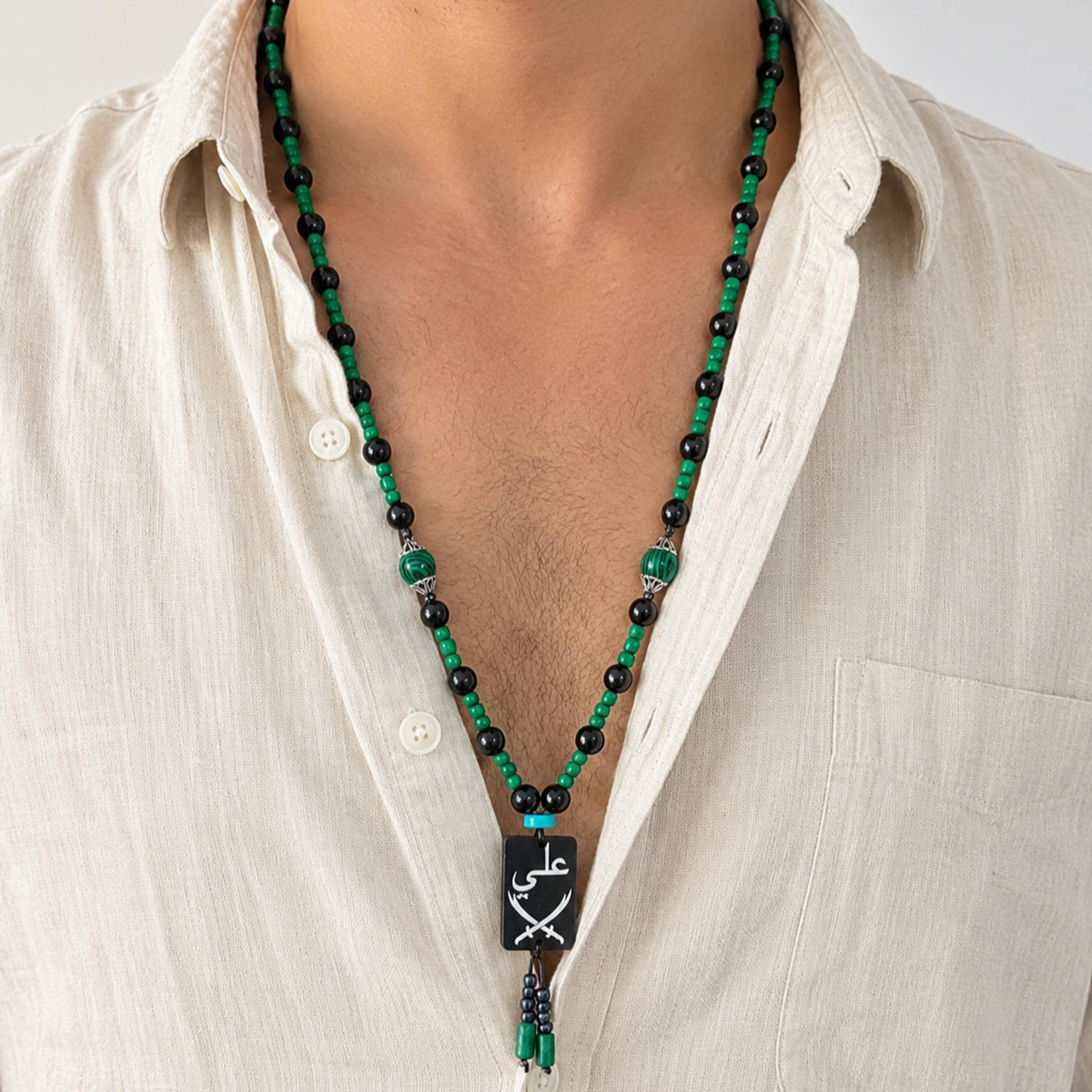 Islamic Necklace, Zülfiqar Sword, Hazrat Ali Pendant, Stone Muslim