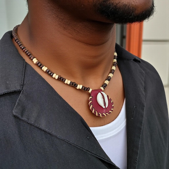 Boho Necklace Mens Tribal Necklace Boho Cowrie Shell Necklace