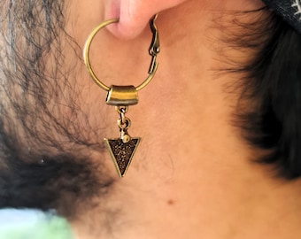 Mens Tribal Triangle Earrings, Boho Rustic Abstract Design