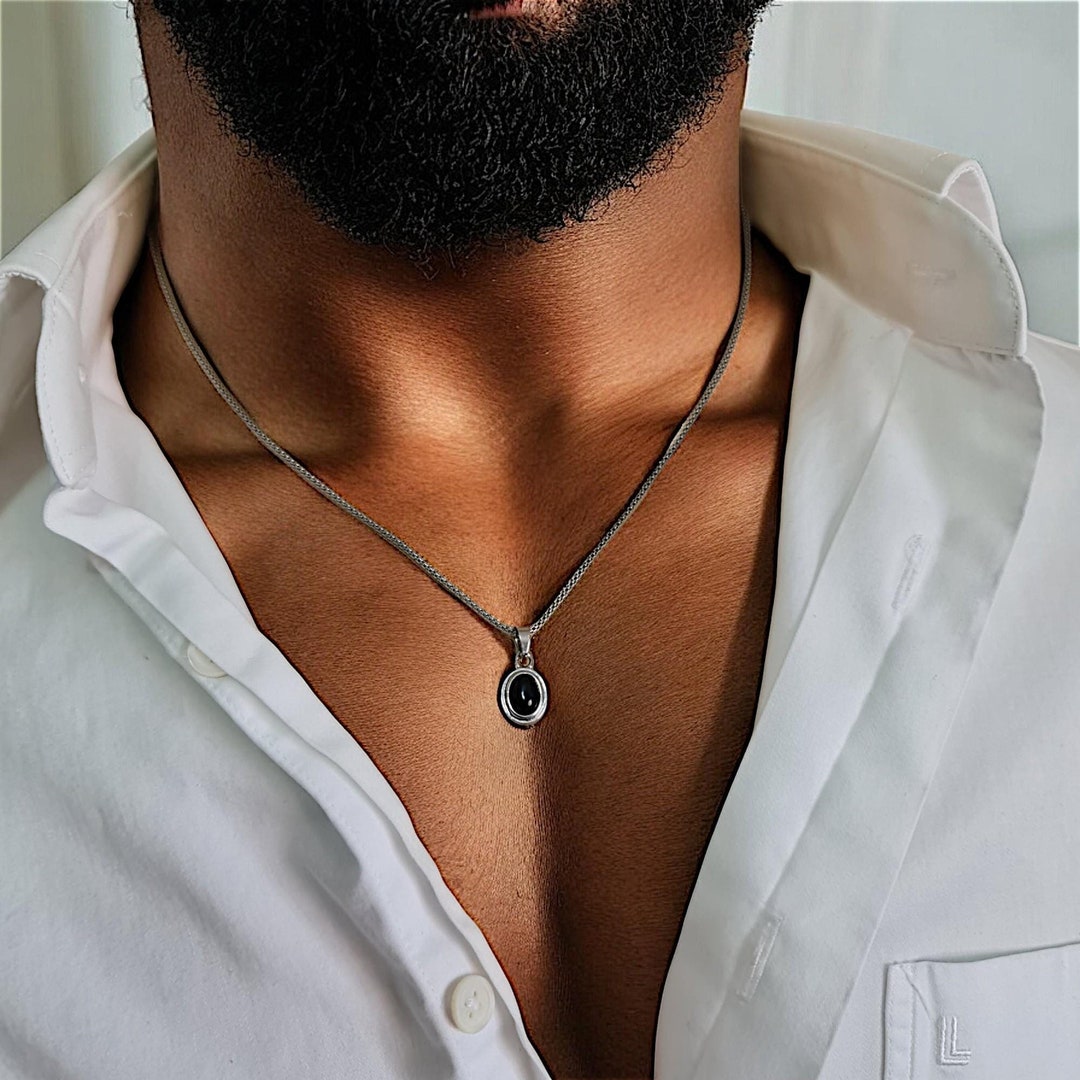 アクセサリー vintage onyx gothic silver necklace Sterling Silver, Fantasy Gothic Style Necklace Pendant