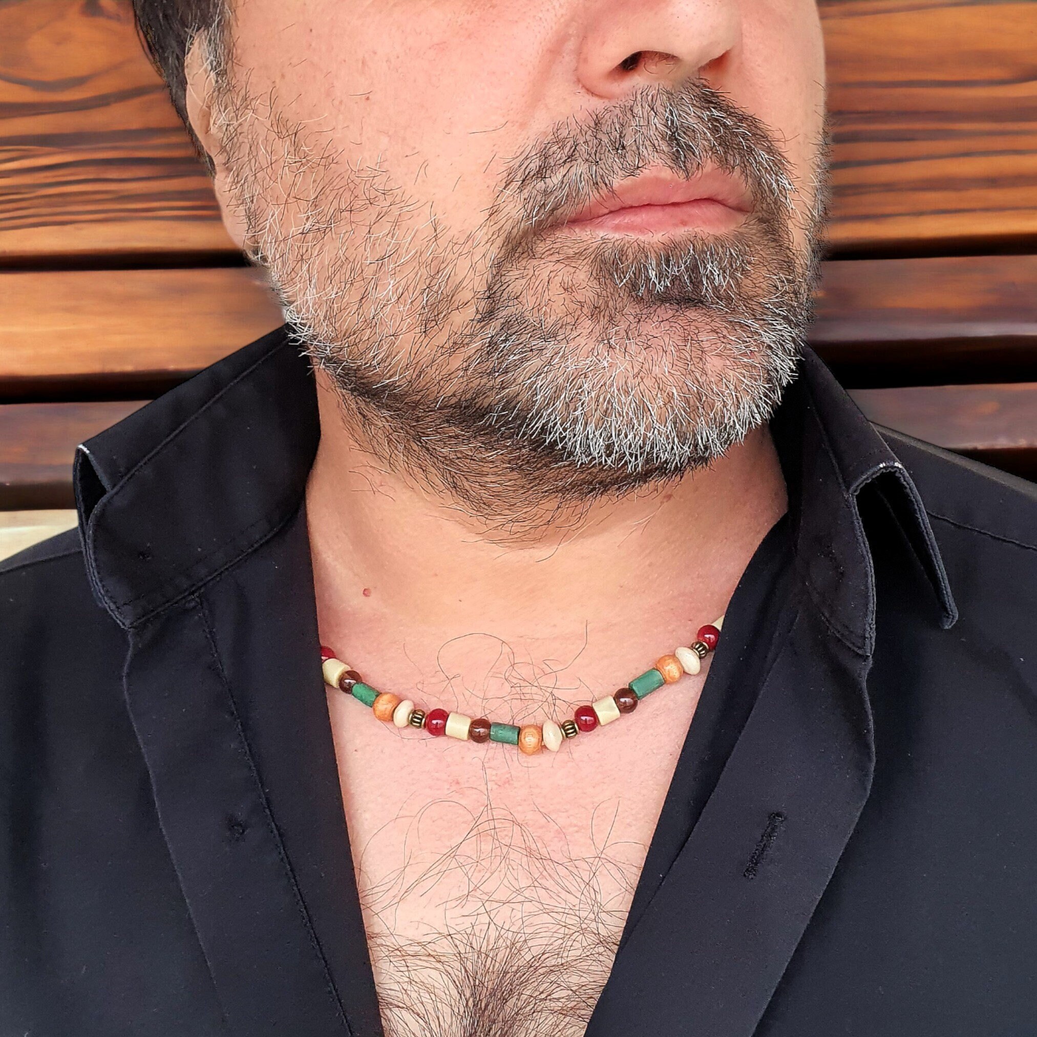 Collana Boho Chic Perline A Riso - Girocollo Lungo Unisex - Stile Beach Surfer E Etnico - Foto 4