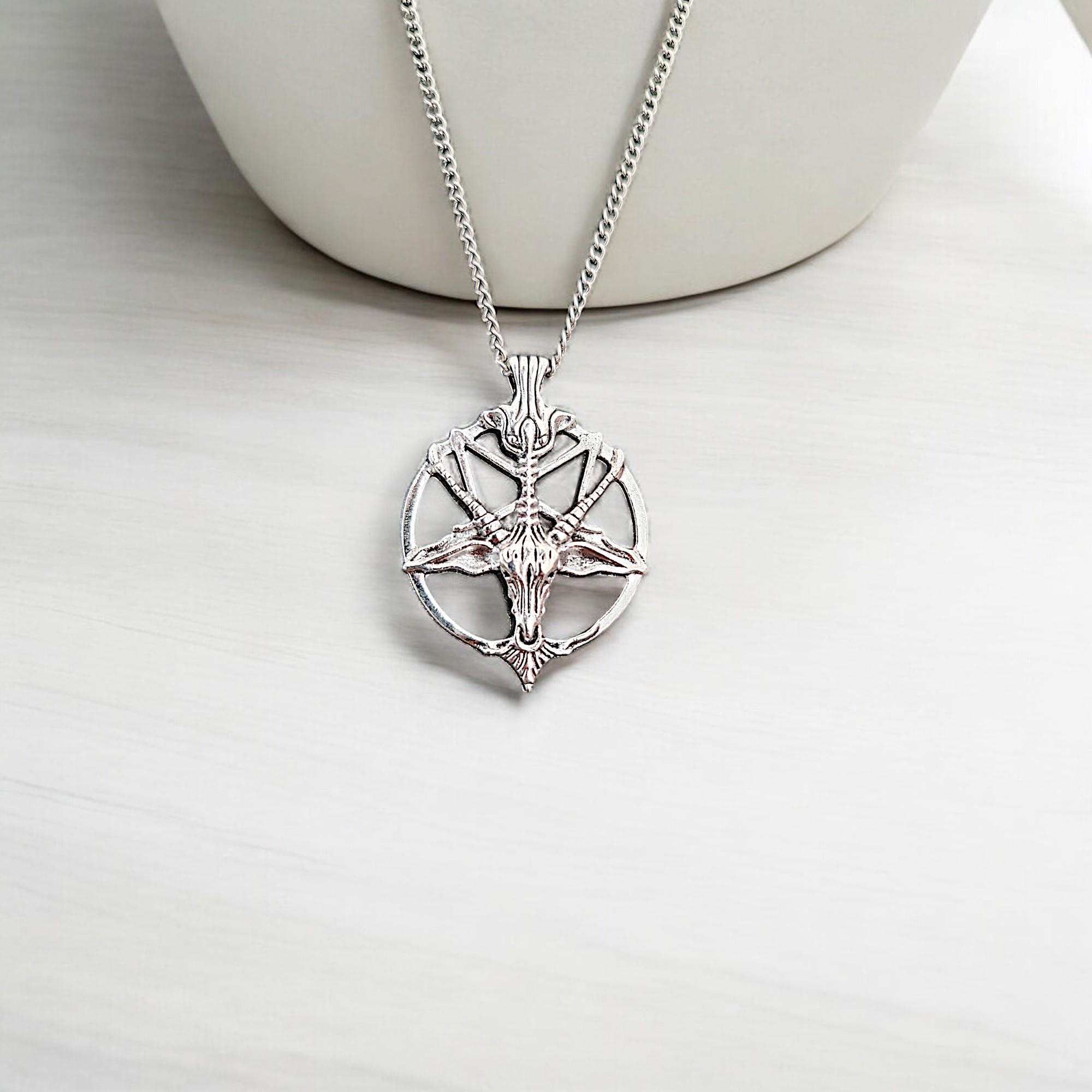 Sigil Of Baphomet Inverted Pentagram Pendant Necklace – Stainless Steel, Gothic Satanic Occult Jewelry