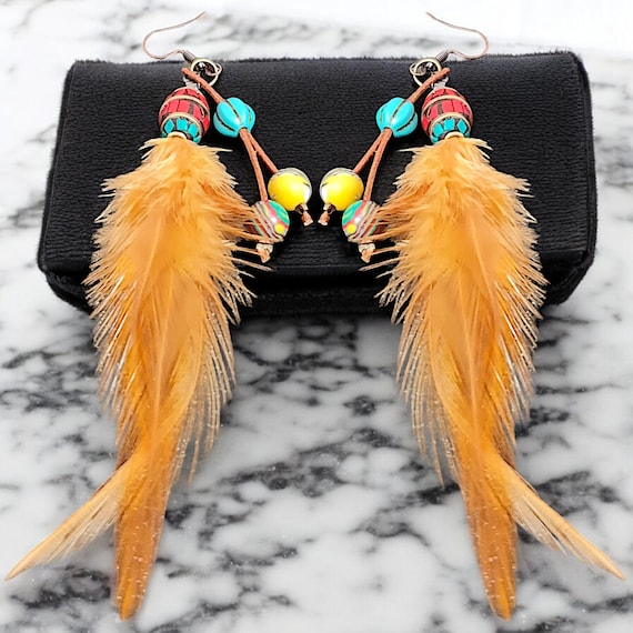 Boho Estate Piuma Bianca Orecchino Gioielli Indiani Bohemian Etnico Lungo Nappa Orecchini Pendenti per Le Donne Kolczyki Pendientes Mujer  36