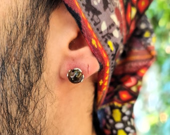 メンズストーンスタッドピアス、アゲートジェムストーンスタッドピアス