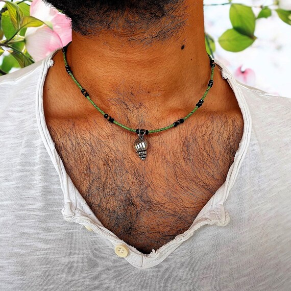 Mens natural hotsell stone necklace