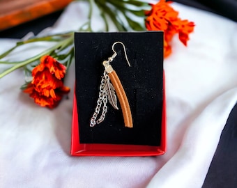 Tassel Feather Earring Male Men Women Stainless Steel Feather