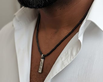 GulCean Collana da uomo con piuma turchese in acciaio al