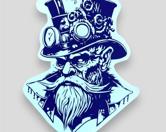 Whimsical Steampunk Man Vinyl Cutout - Customisable Retro Sticker for Crafts & Decor