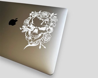 Gothic Skull and Roses Vinyl Cutout - Customisable Retro Sticker for Crafts & Decor