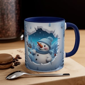 Snowman face mug, Personalized hot chocolate mugs, Secret santa gift,Funny coffee mugs