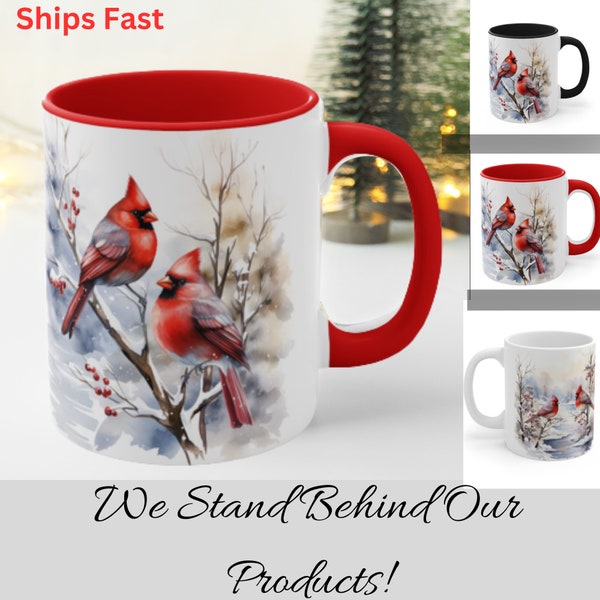 Cardinal Coffee Cup, Cardinal Winter Mug,Cardinal Bird Mug, Remembrance Gift, Condolence gift, Cardinal Tea Mug ,Ceramic Cardinal Mug