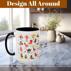 Bird Lovers Coffee Mug: Colorful Spring Birdies