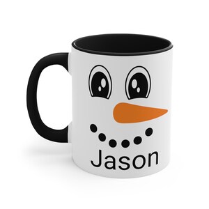 Snowman face mug, Personalized hot chocolate mugs, Secret santa gift,Funny coffee mugs