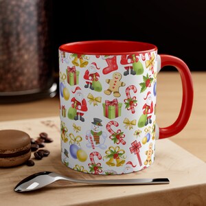 Festive Christmas Coffee Mug: Santa, Snowman, and Gingerbread