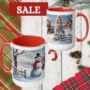 Snowman Christmas Coffee Mug: Two-Tone Holiday Decor