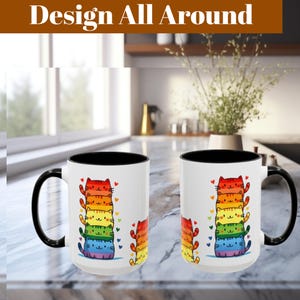 Ceramic Mug, Rainbow Color Cats Design, Cat Lover Gift, Cute Cat Coffee Cup, Colorful Kitty Tea Mug, Cat Mom Gift