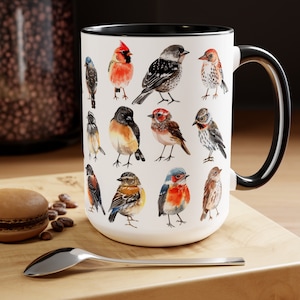 Bird Lovers Coffee Mug: Spring Birds, Nature Enthusiast Gift