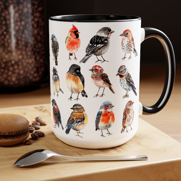 Bird Lovers Coffee Mug, Birdies Mug, Nature Lover Gift, Birds of Spring Mug, Feathered Friends Mug, Bird Mama Mug