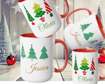 Christmas Tree Personalized Coffee Mug, Holiday Decor