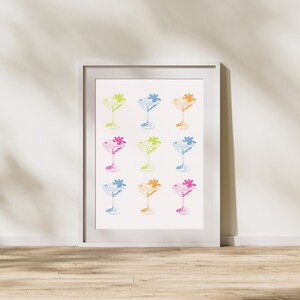 Trendy Wall Art, Abstract Wall Art, Martini Wall Art, Apartment Wall Art, Bar Car Wall Art, Preppy Wall Art, Rainbow Art