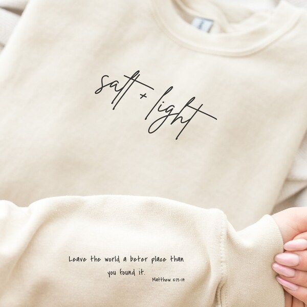 Salz und Licht Bibel Vers christliches Sweatshirt mit Rundhalsausschnitt