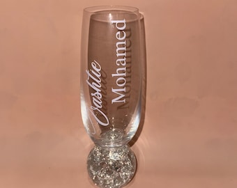 Personalize Glass Crystal Champagne Flute For Bride, Bridesmaid, Wedding, Birthday, Bachelorette, Sweet 16, Party, Anniversary & Celebration