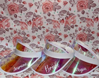 Customized Holographic Sun Visors for Brides, Bridesmaids, Summer Poolside Accessories, Wedding Weekend Essentials, Beach Bachelorette Gifts