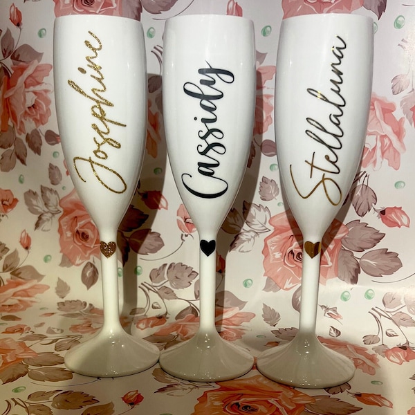 Personalized Acrylic Champagne Flutes Bridal Shower Favor, Bachelorette,  Party Gift Bridesmaid Flute Goblet Wine Cup Wedding Decoration Bow