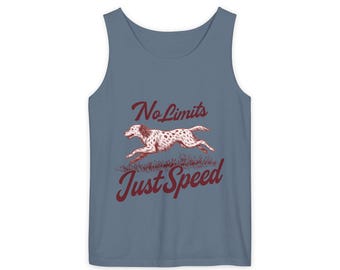 Camiseta sin mangas deportiva para perros "Sin límites, solo velocidad" - Camiseta sin mangas motivacional teñida, regalo para amantes de los perros, regalo para entrenadores de perros