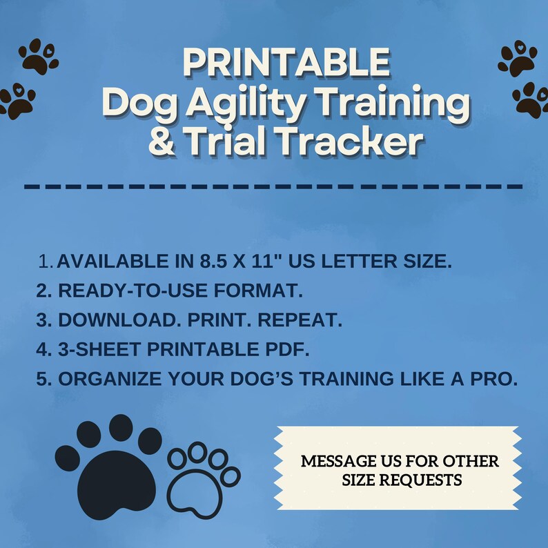 Dog Agility Training Tracker: Printable PDF Planner (8.5x11) - Etsy
