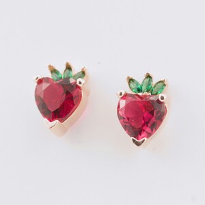 Strawberry Earrings, Cute fruit earring, Sterling Silver Post Stud earrings, Fruit Food Earrings, Gift for Gardener, Cute Birthday Gift