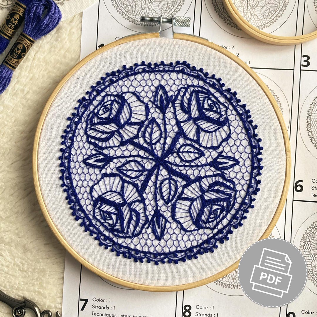 Printable Stick and Stitch PDF Pattern for Hand Embroidery - Lace Like ...
