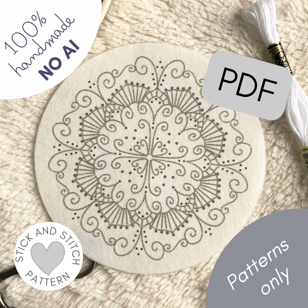 Printable Stick and Stitch Pattern for Hand Embroidery - Mandala (PDF ...
