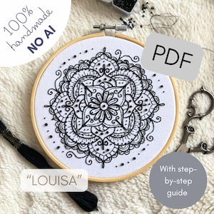 Step-by-step hand embroidery - detailed mandala with seed beads (PDF download)