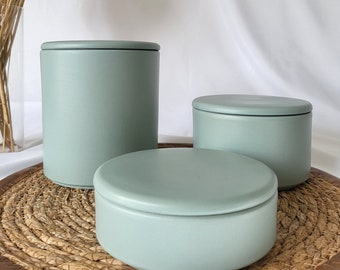 Ceramic jar | Stacking box | Storage | 3 sizes | Lid | stackable | sage | Kitchen | Handmade in Germany | Gift | Kitchen