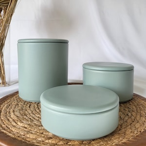 Ceramic jar | Stacking box | Storage | 3 sizes | Lid | stackable | sage | Kitchen | Handmade in Germany | Gift | Kitchen